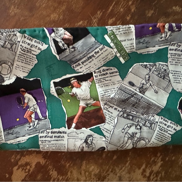 Vintage 1994 Nicole Miller 100% Silk Scarf - Tennis - Picture 6 of 7